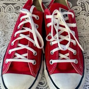 SALE Converse Red and White Low-Top Sneakers